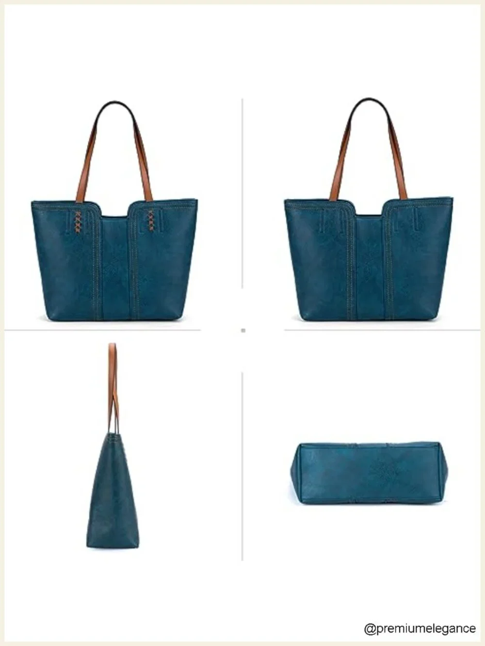 Tote Bag with Top Zipper and Braided Detailing Faux Leather